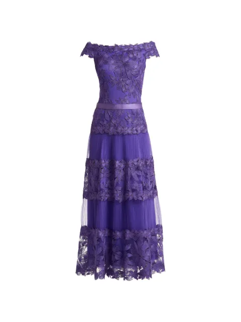 Tadashi Shoji floral off-shoulder midi dress Purple BLA19999MDDPAME