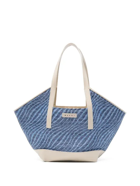 Marni raffia-effect Waves small tote bag Blue SHMP0169A1P9841