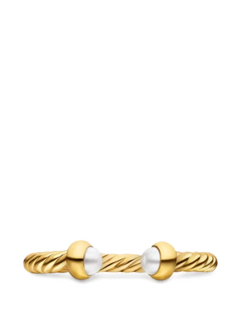 David Yurman micro Cablespira® flex open ring in 18K yellow gold with pearls, 2.5mm Gold R1906188BPE