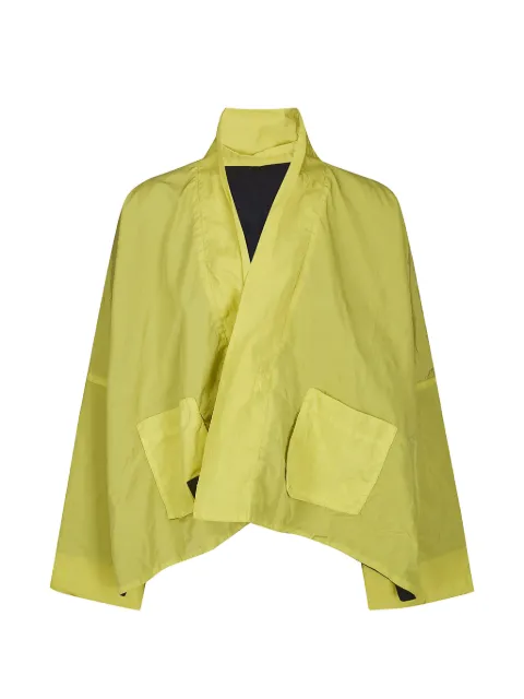 KIMO NO-RAIN crinkled shawl-collar jacket Green 053S552