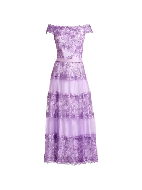 Tadashi Shoji floral off-shoulder midi dress Purple BLA19999MDPHAZE
