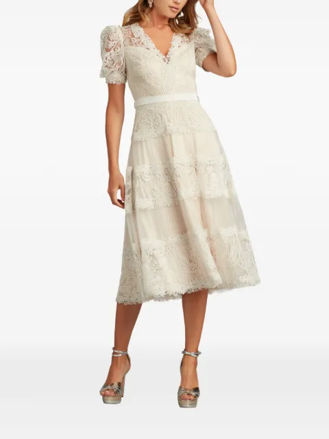 Tadashi Shoji Belline lace tiered dress Neutrals BSU21108MDWHPL