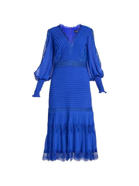 Tadashi Shoji Nyssa lace-panelled pleated midi dress Blue YV21070MDELECB