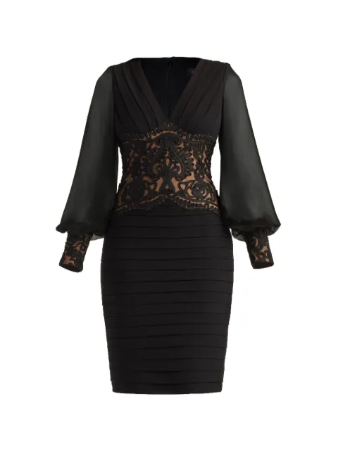 Tadashi Shoji Niema balloon sleeve embroidery dress Black BOS26001MBKND