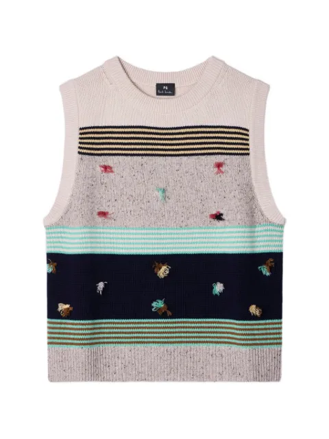 PS Paul Smith embroidered sleeveless sweater Neutrals W2R800NV31413