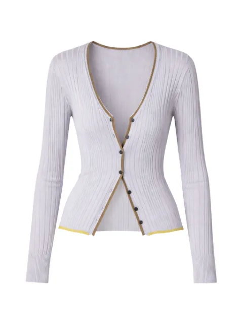 Roberto Collina contrast-stitch ribbed cardigan Purple 261FXA28010VI