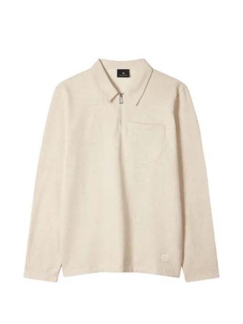 PS Paul Smith zipped patch-pocket polo shirt Neutrals M2R205ZV22023