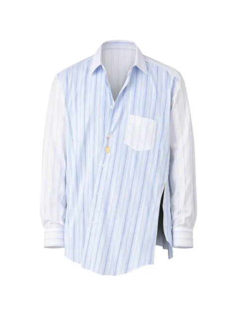 Comme Des Garçons Shirt asymmetric striped cotton shirt Blue FQB034