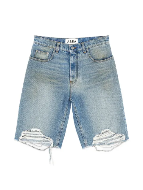 AREA crystal-embellished frayed shorts Blue RS26AWSO0041DE01BLUE