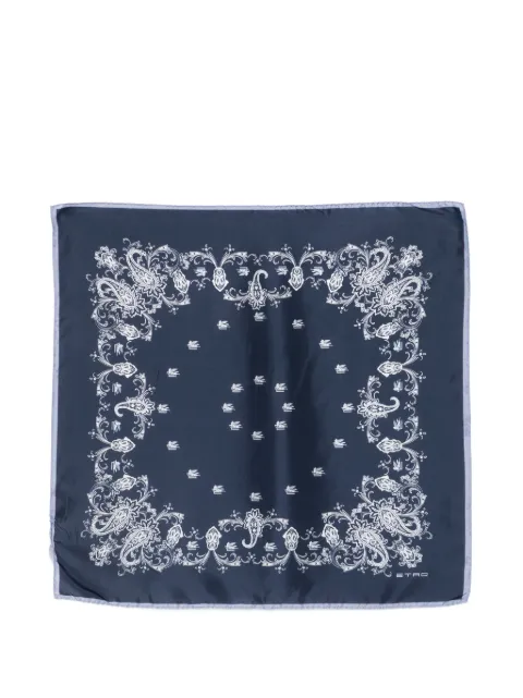 ETRO silk scarf with placed floral paisley print Blue MAXA0006AKH60