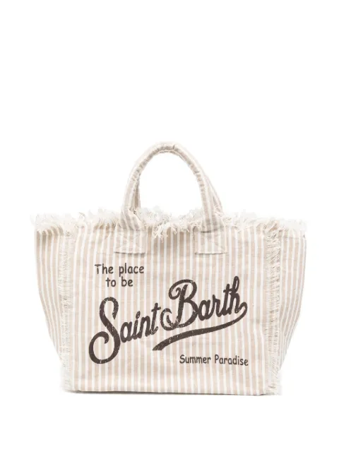 MC2 Saint Barth Vanity striped fringed tote bag Neutrals VANI022