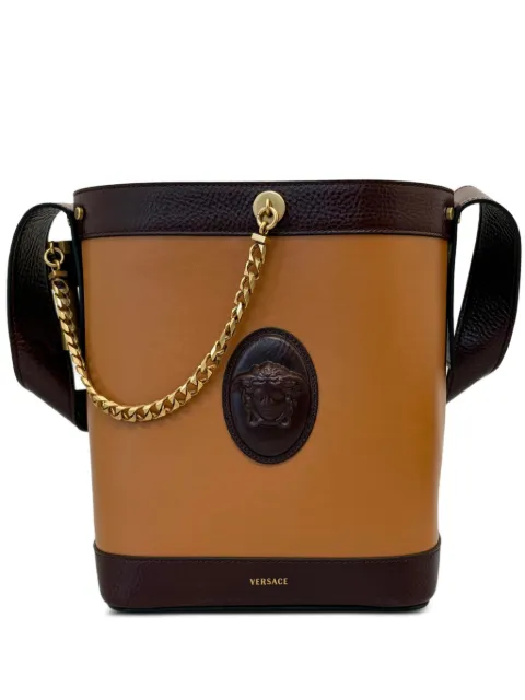 Versace pivot small leather bucket bag Neutrals 10234601A17451