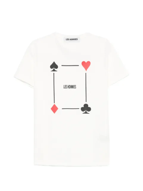 LES HOMMES card-print T-shirt White 261L04013
