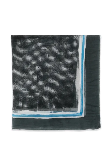 Faliero Sarti houndstooth-pattern frayed scarf Black ELIO