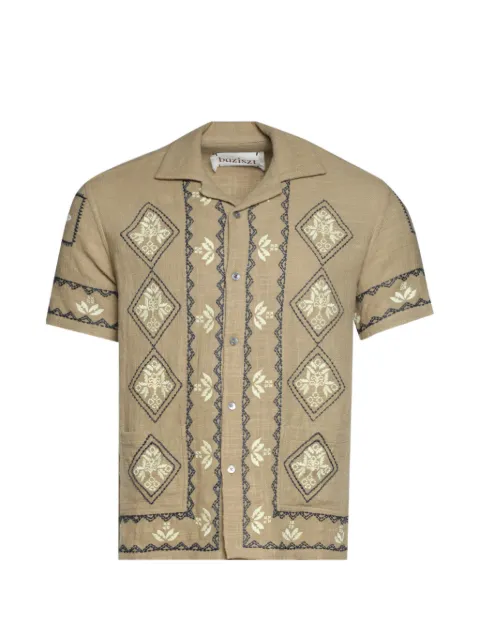 Baziszt Mexican embroidered short-sleeve shirt Neutrals BZSS26SR21012