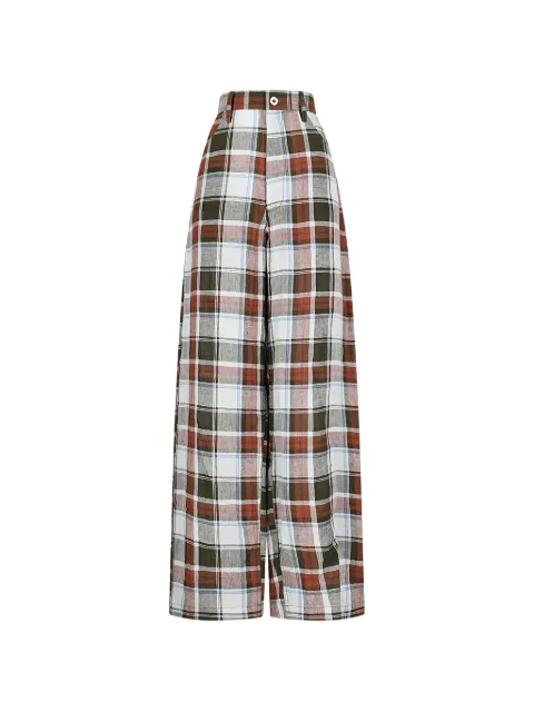 MARBELL Courtney check palazzo pants White BSS1008TELICHK