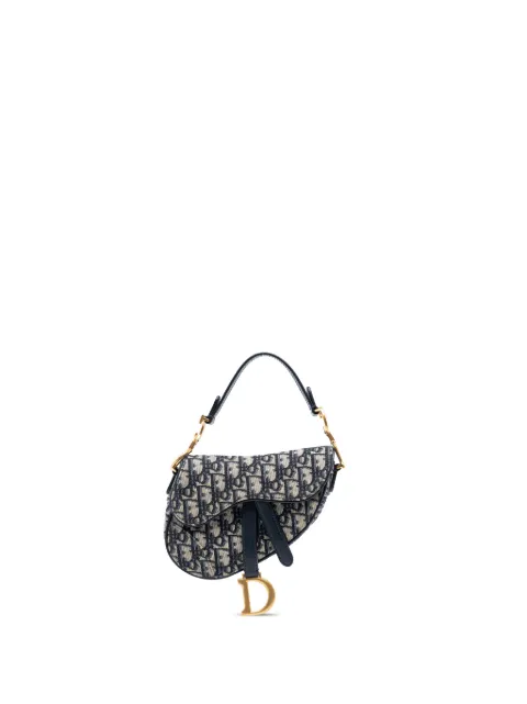 Christian Dior Pre-Owned 2021 Mini Oblique Canvas Saddle Bag satchel Blue R36PM4KQZFHINK5P