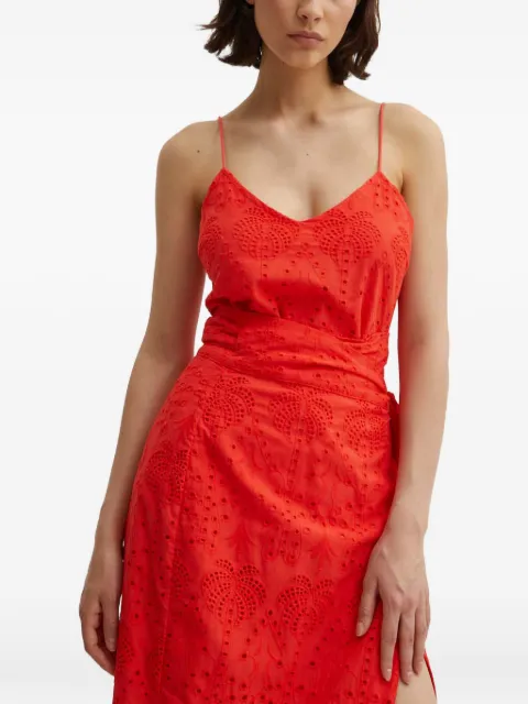 NEVER FULLY DRESSED v-neck embroidered blouse Red NFDTO768