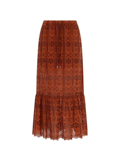 PS Paul Smith broderie-anglaise tiered skirt Brown W2R305SV31442