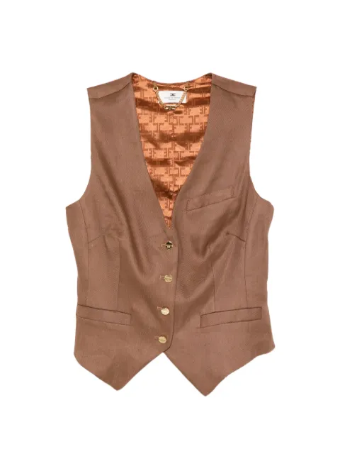 Elisabetta Franchi linen-blend and crêpe waistcoat Brown GL00862E2