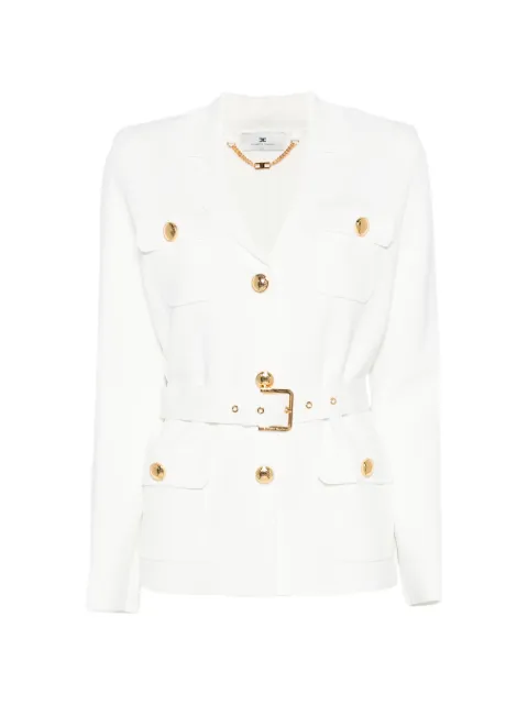 Elisabetta Franchi full Milano stitch knit jacket White MK10B62E2