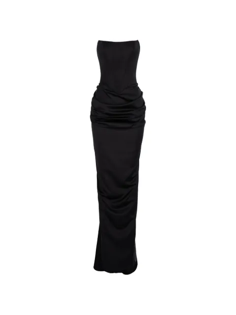 V:PM ATELIER Flavia draped-detail maxi dress Black FVAVPM
