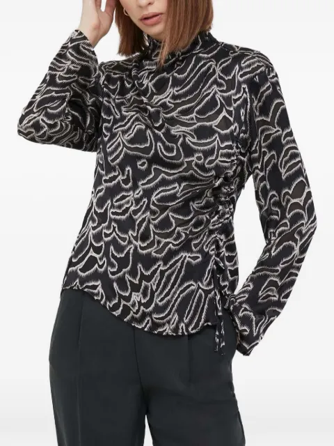 Sisley high-neck abstract-print top Black 53KDLQ05661M