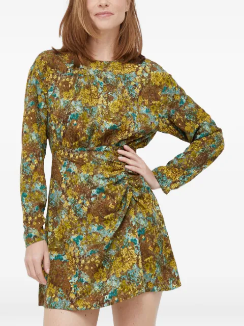 Sisley floral-print long-sleeve mini dress Green 4T64LV01V