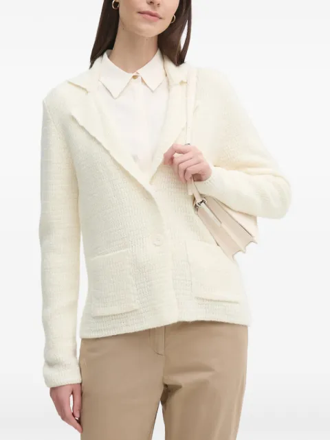 Sisley textured-knit notched-lapel cardigan Neutrals 1176M602D