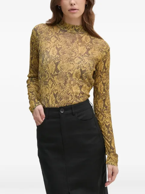 Sisley snake-print roll-neck top Yellow 34GGL200R