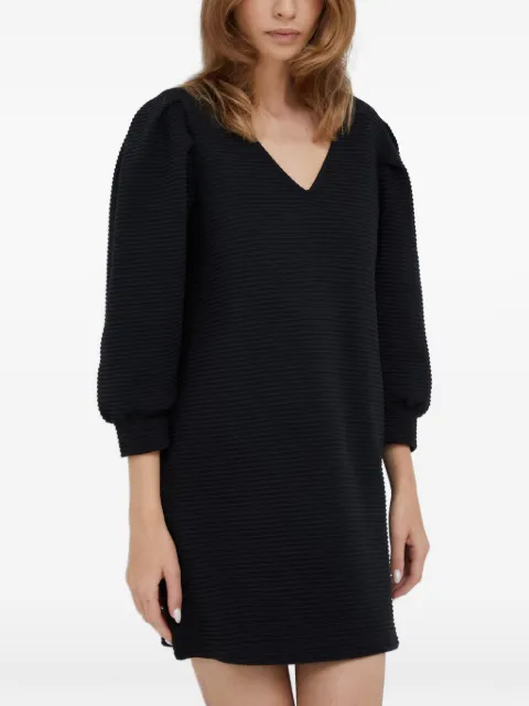 Sisley ribbed puff-sleeve mini dress Black 4ZYRLV01S100