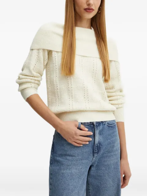 Silvian Heach Rojas pointelle-knit off-shoulder sweater Neutrals GPA24250MA