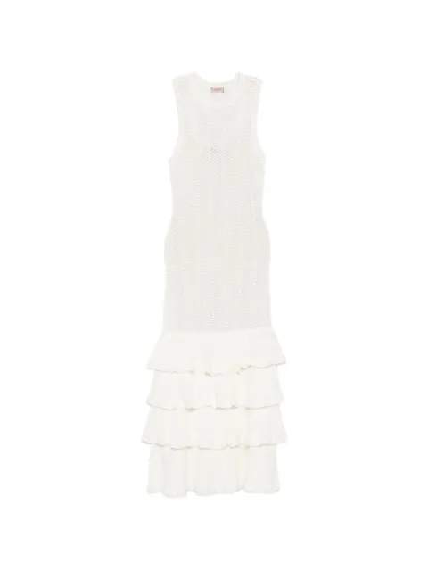 TWINSET ruffled midi dress White 261TT3050