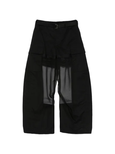 sacai cargo-pocket sheer-detail trousers Black 2608441