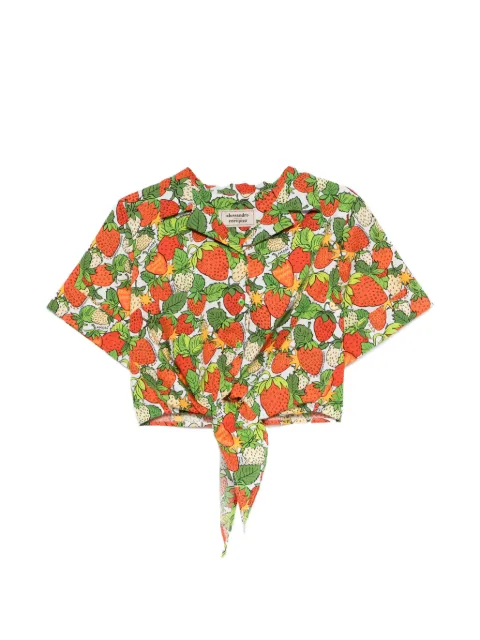 alessandro enriquez tie-front strawberry-print top White S47PO