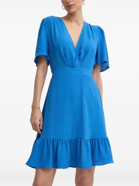 Morgan ruffled-hem V-neck mini dress Blue RANILA
