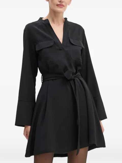 Silvian Heach Reimba belted flap-pocket mini dress Black GPA24120VE