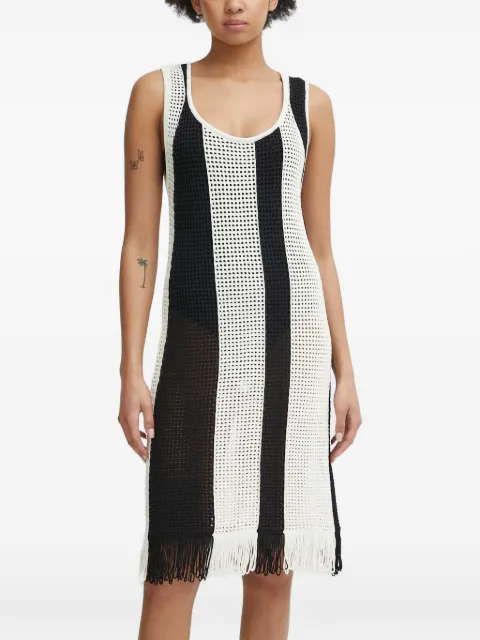 Sisley striped fringed midi dress Black 196PMV00P