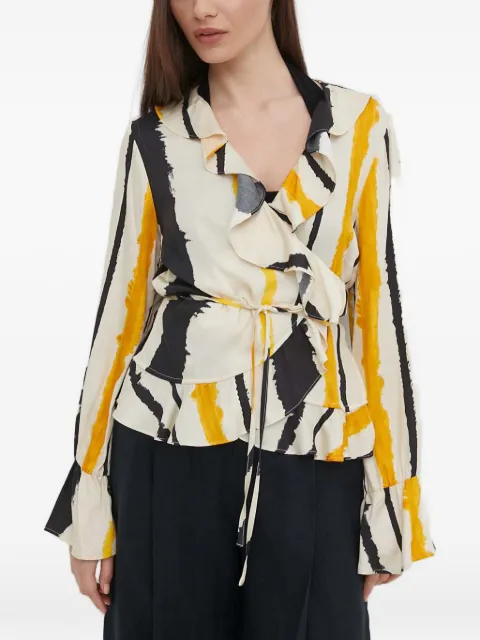 Sisley ruffled wrap blouse Neutrals 56JCLQ07B