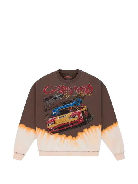 GODSPEED bleached-effect graphic-print sweatshirt Brown GS107