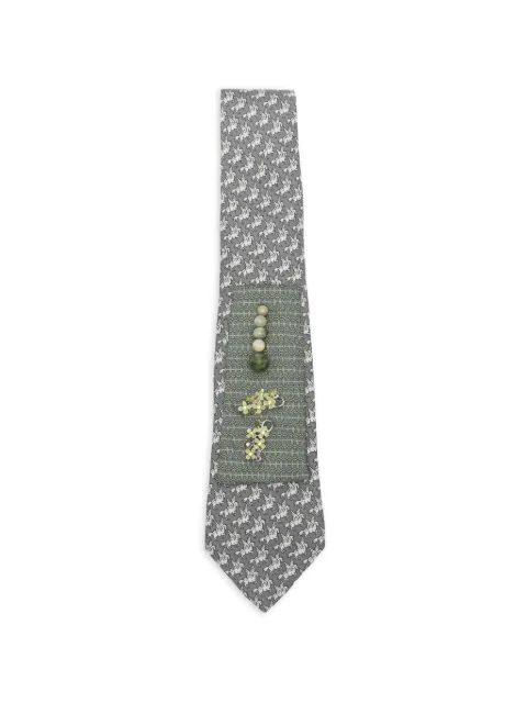 A.N.G.E.L.O. Vintage Upcycling x Stefania Bertoni customised Hermés silk tie Grey AU180AUN