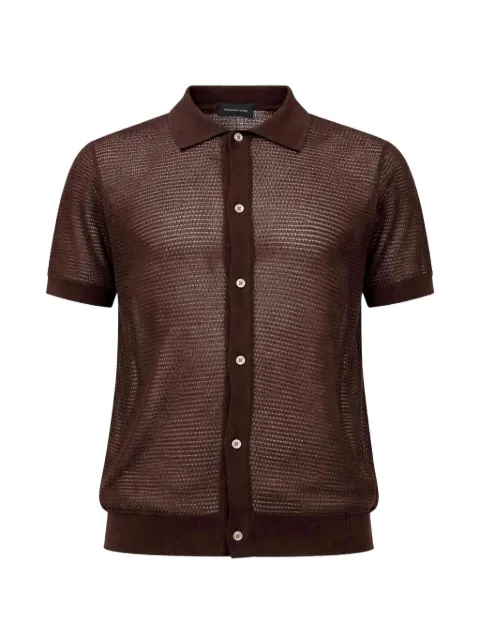 Tagliatore ribbed pointelle-knit shirt Brown TRACYPE