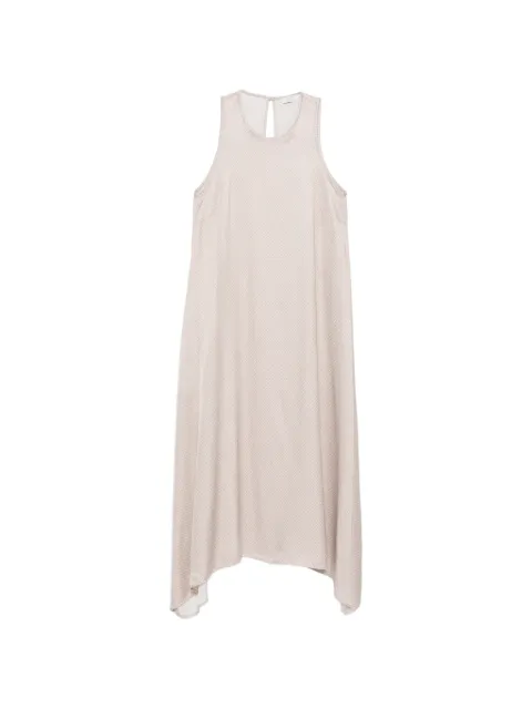 Peserico geometric-print asymmetric dress Neutrals S0244908187947