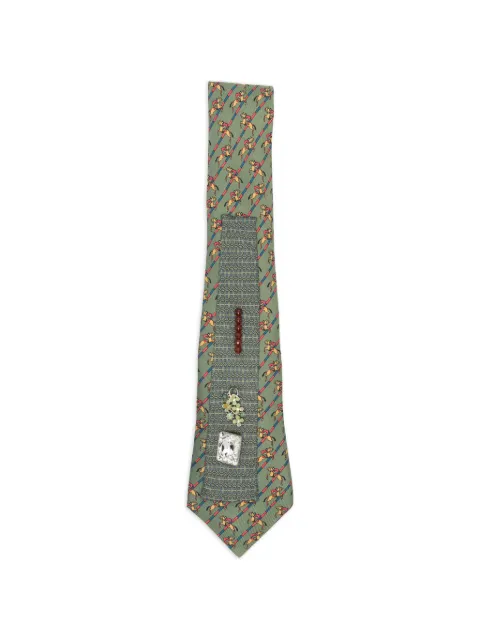 A.N.G.E.L.O. Vintage Upcycling x Stefania Bertoni customised Hermés silk tie Green AU180AUP