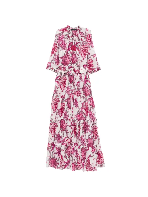 Samantha Sung Eva floral-print tiered dress Pink EVAMAXIDRESS