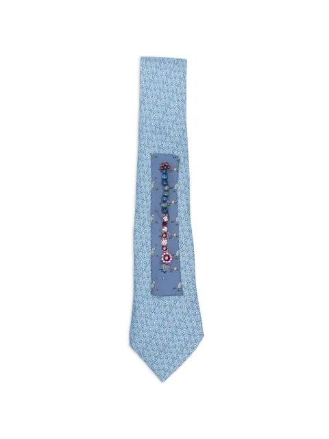 A.N.G.E.L.O. Vintage Upcycling x Stefania Bertoni customised Hermés silk tie Blue AU180AUO