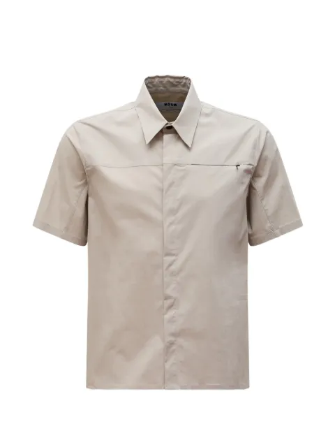 MSGM zip-pocket logo-print cotton shirt Grey 4040ME0726700893