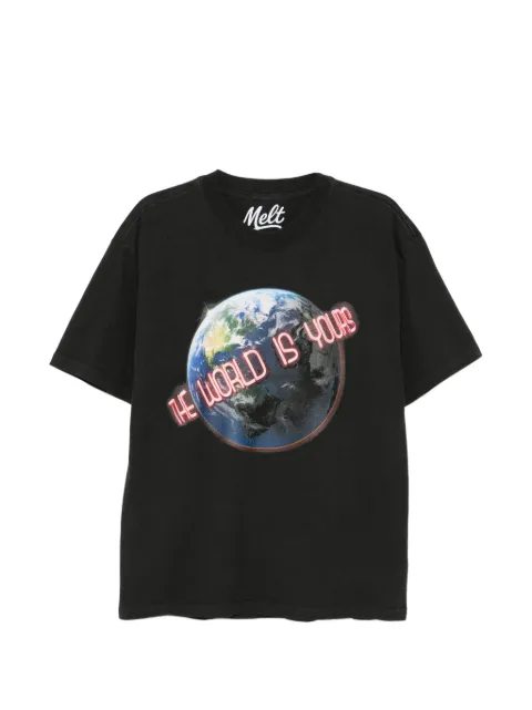 Melt earth-print T-shirt Black MS5254