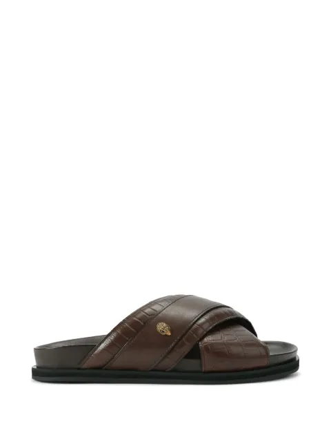 Kurt Geiger London Baron croc-embossed cross sandals Brown 4414235389
