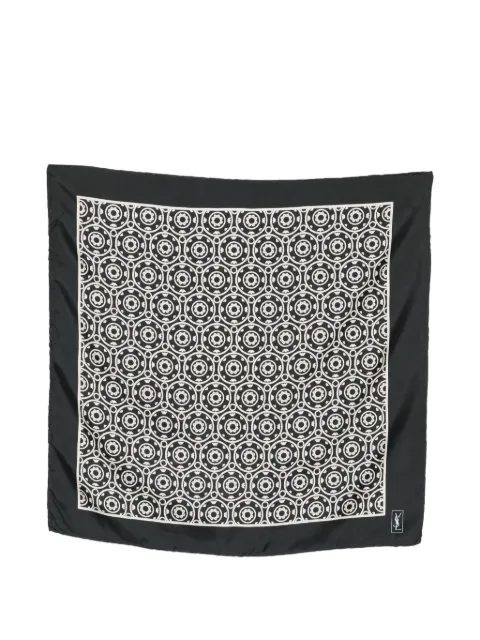 Saint Laurent Pre-Owned 1990s patterned silk scarf Black SL180AUJ